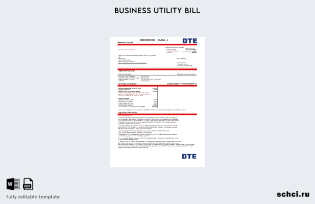 цифровая загрузка шаблона счета за коммунальные услуги Michigan DTE Energy